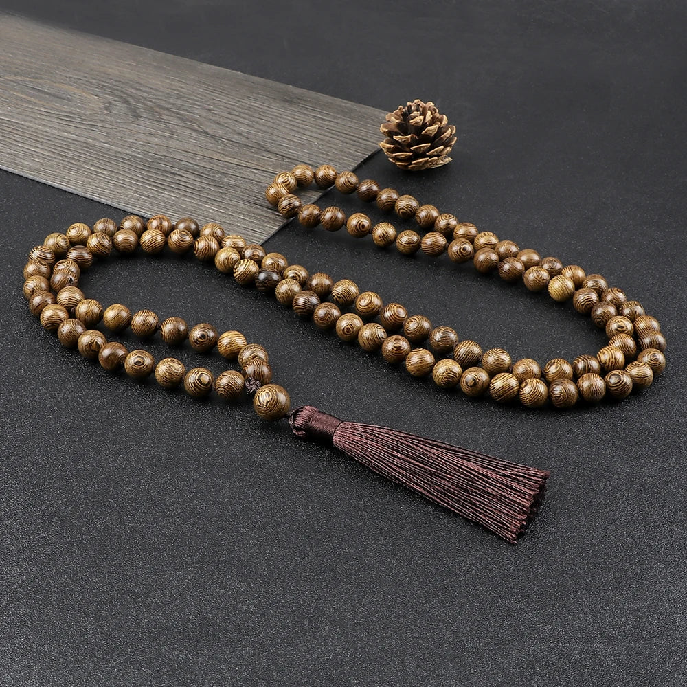 Handmade Islamic Tasbih crafted from natural wooden beads in warm brown tones 🤎✨