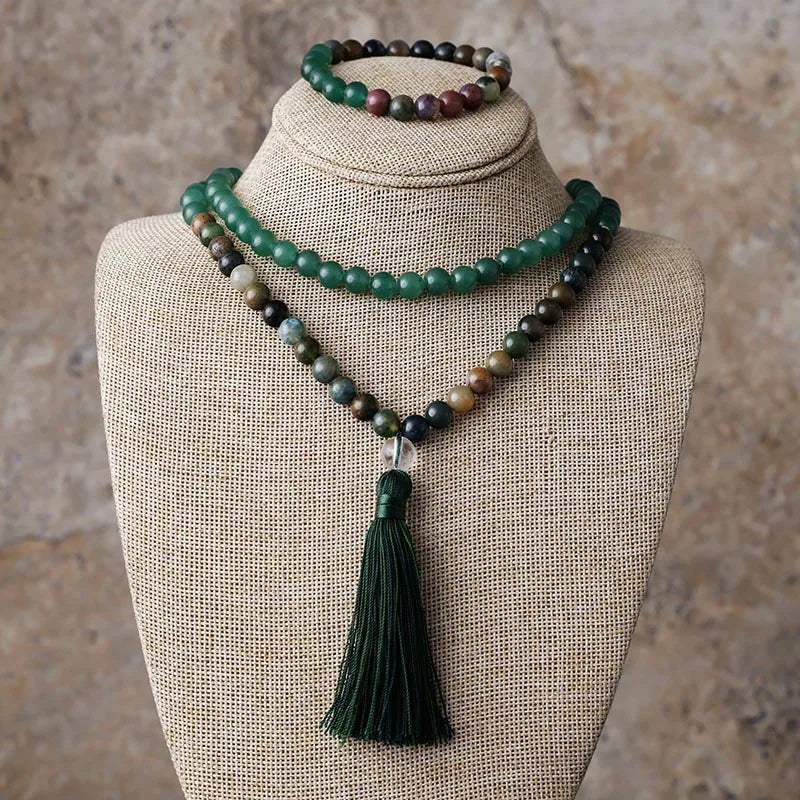Handmade Islamic Tasbih crafted with beautiful natural stone beads in deep green and earthy tones 🌿