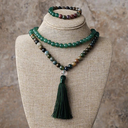 Handmade Islamic Tasbih crafted with beautiful natural stone beads in deep green and earthy tones 🌿