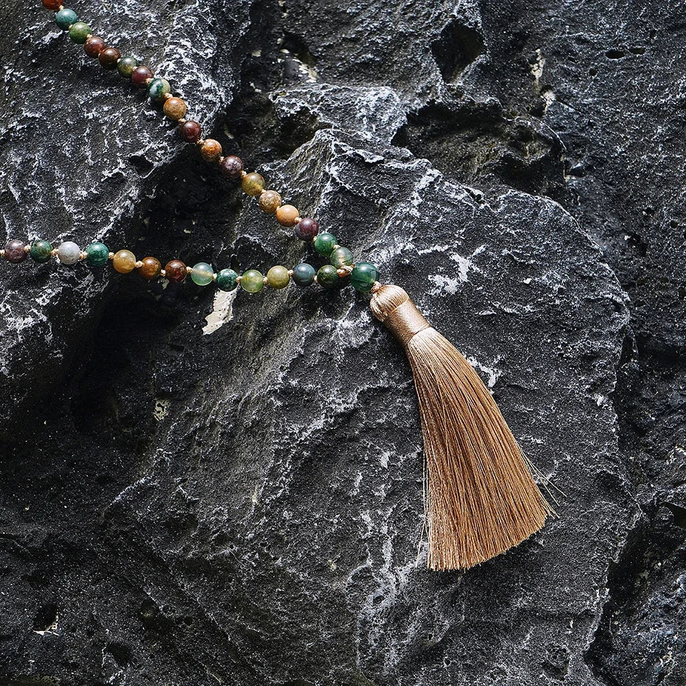 Handmade Islamic Tasbih made with natural multicolor stone beads and a soft elegant tassel ✨🌿