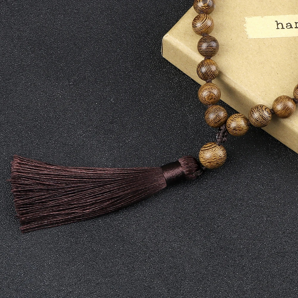 Handmade Islamic Tasbih crafted from natural wooden beads in warm brown tones 🤎✨