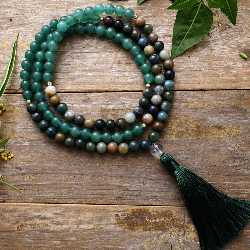 Handmade Islamic Tasbih crafted with beautiful natural stone beads in deep green and earthy tones 🌿