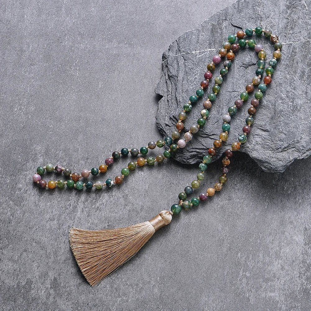 Handmade Islamic Tasbih made with natural multicolor stone beads and a soft elegant tassel ✨🌿