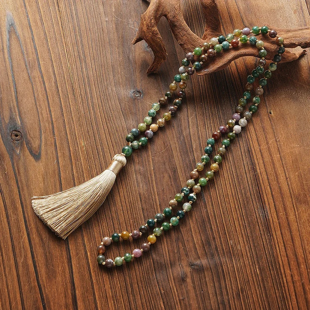 Handmade Islamic Tasbih made with natural multicolor stone beads and a soft elegant tassel ✨🌿