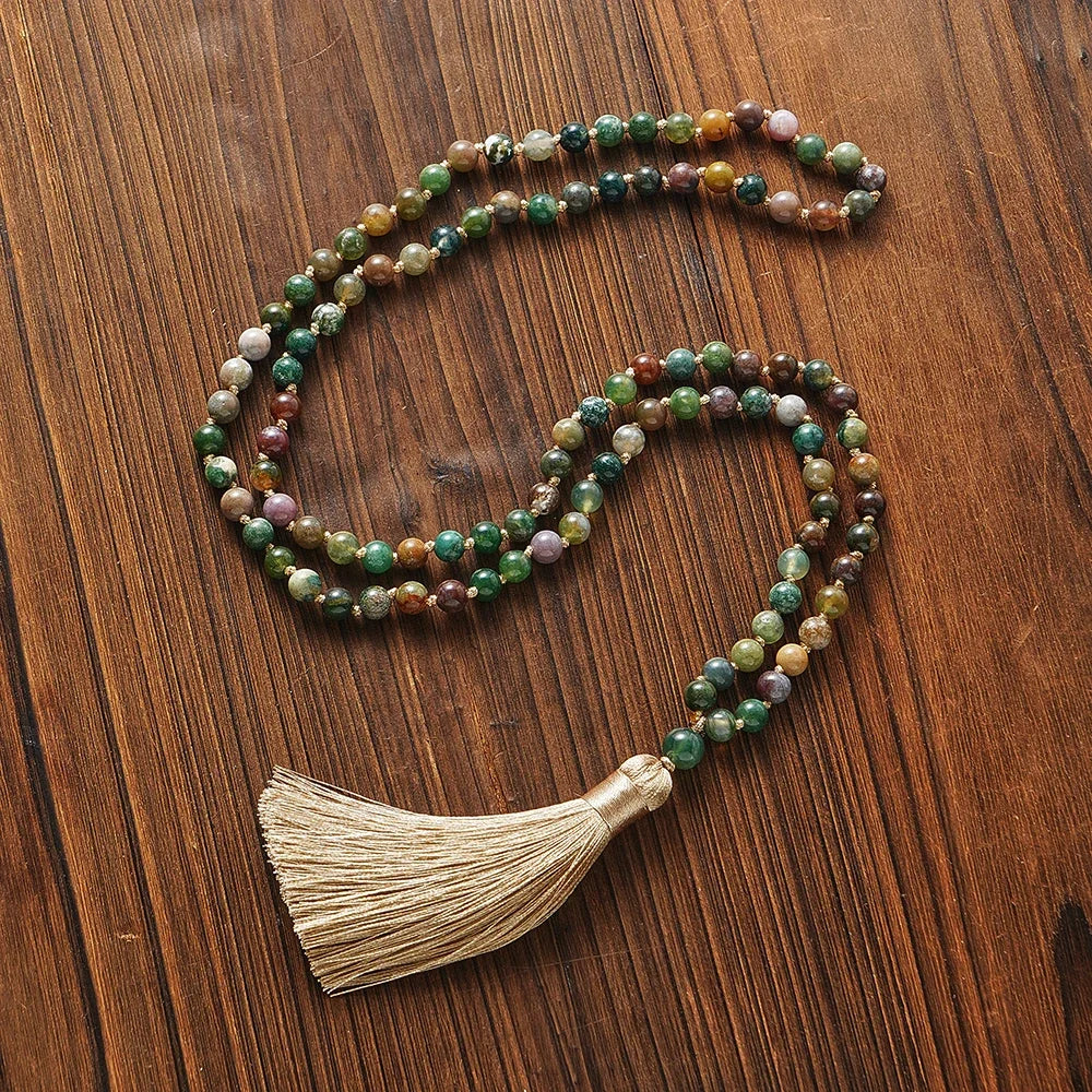 Handmade Islamic Tasbih made with natural multicolor stone beads and a soft elegant tassel ✨🌿